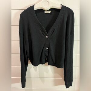 🖤 RD STYLE – Cardigan court noir boutonné – Taille M